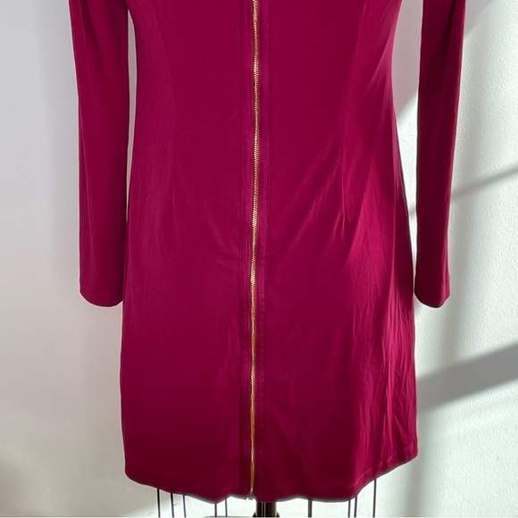 Vince Camuto Cutout V Neck Gold Bar Accent Front Full Zipper Back Dress- Size 4 - Picture 5 of 7